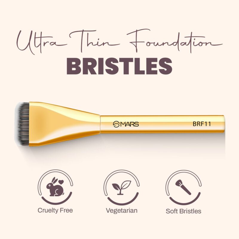 MARS Artist's Arsenal Ultra Thin Foundation Makeup Brush For Blending Liquid Foundation & Cream | Ultra Thin Bristles | Flawless Application | Sleek Design for Minimal Effort (Golden) - Image 5