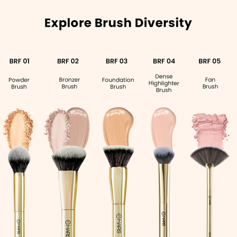 MARS Artist's Arsenal Ultra Thin Foundation Makeup Brush For Blending Liquid Foundation & Cream | Ultra Thin Bristles | Flawless Application | Sleek Design for Minimal Effort (Golden) - Image 4