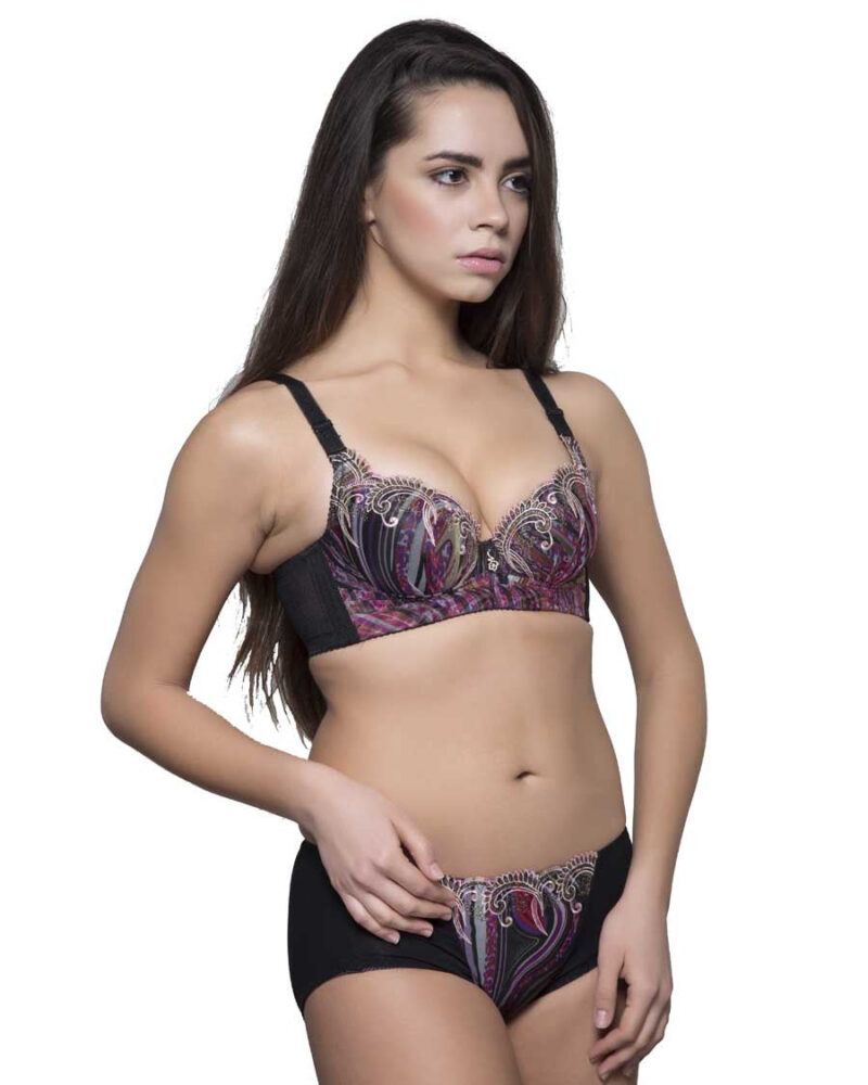 Eva Paris-Bra Panty Set-Blue+Black -No-2395 - Image 2