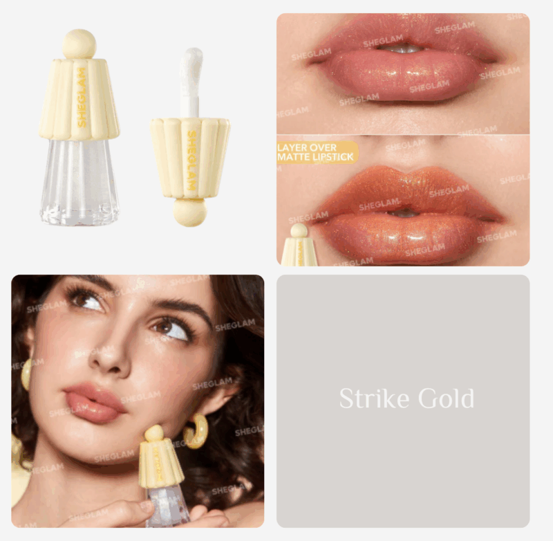 SHEGLAM Jelly Wow Hydrating Lip Oil - 5g -Strike Gold - Image 2