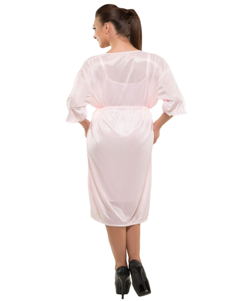 Eva Paris-2 Pes Set Nighty With Gawn Pink Night Wear-K75-3349 - Image 4