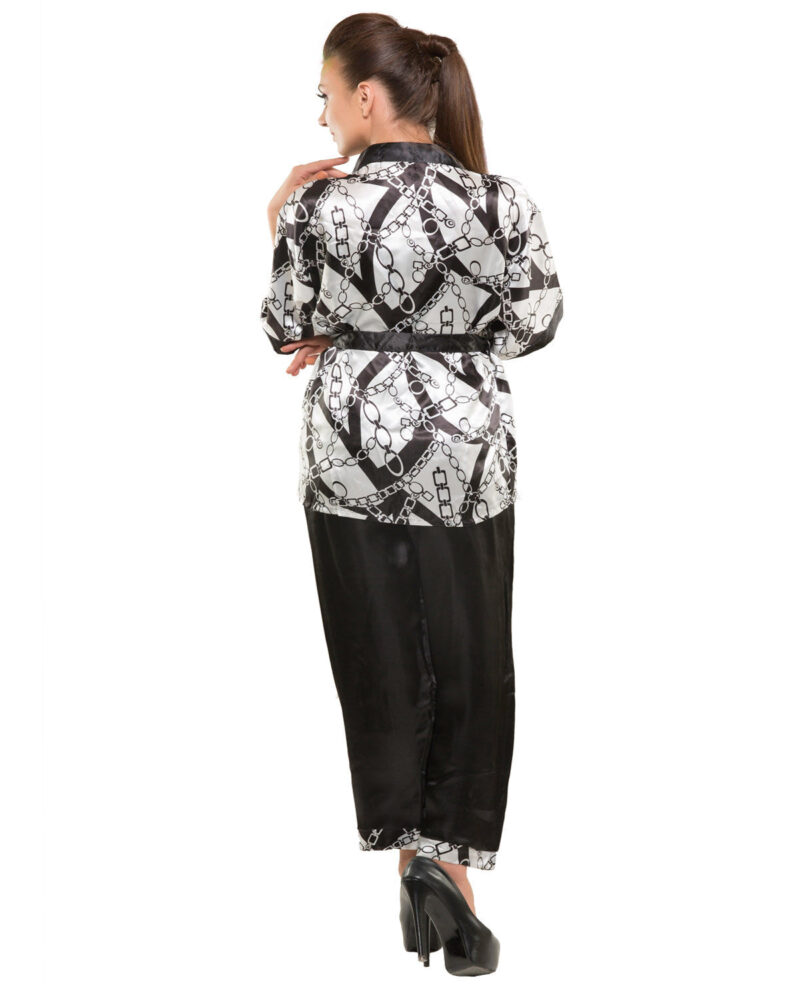 Eva Paris-3 Pes Set Full Pajam With Black+White Night Suit-K75-3353 - Image 2