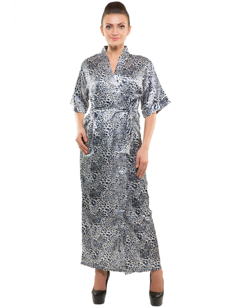 Eva Paris-2 Pes Set Nighty With Gawn Blue Print Night Wear-K75-3355 - Image 3