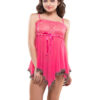 Eva Paris-2 Pes Set Fancy Baby Doll Pink Night Wear-K75-3367
