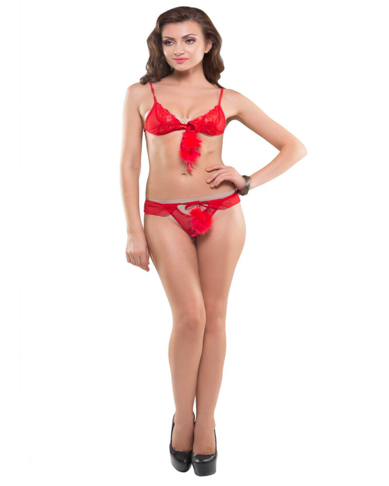 Eva Paris-2 Pes Set Fancy Bikni Set Red Night Wear-K75-3373 - Image 4