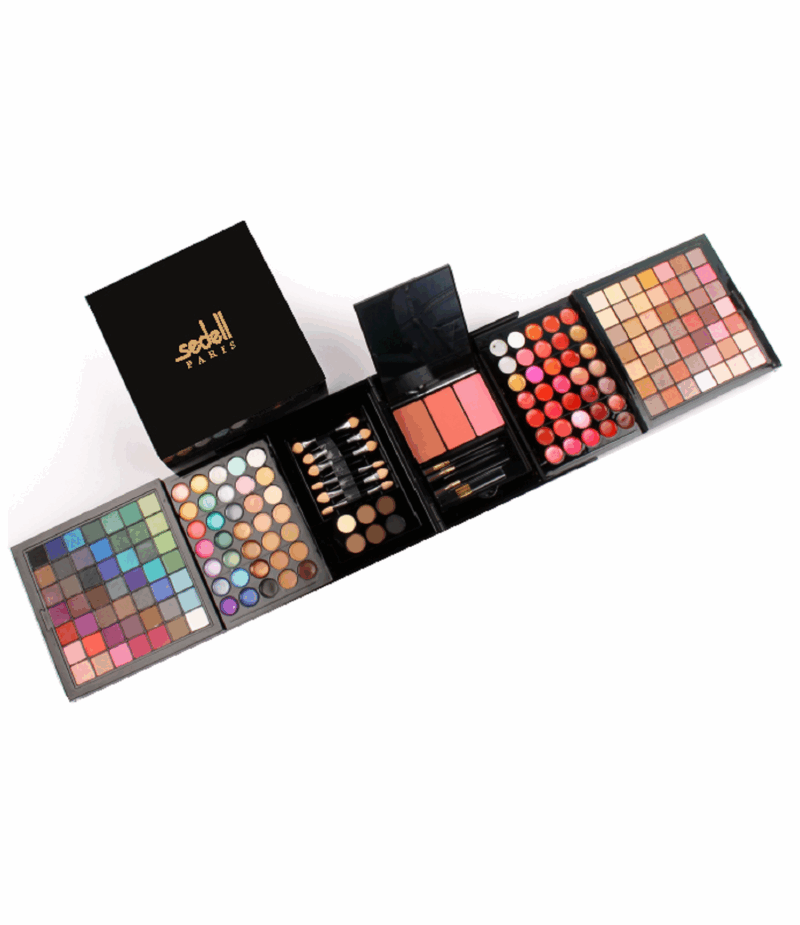 Sedell Professional 177 Colors Eyeshadow Palette Matte Shimmer Eyeshadow Blush Lip Color Bow Shader Brushes Concealer Kit - Image 2