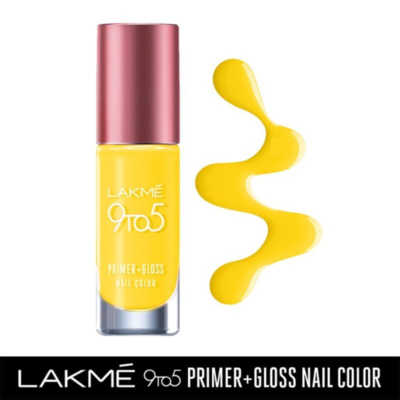 Lakme 9 to 5 Primer + Gloss Nail Colour, Yellow Submarine, 6ml - Image 2