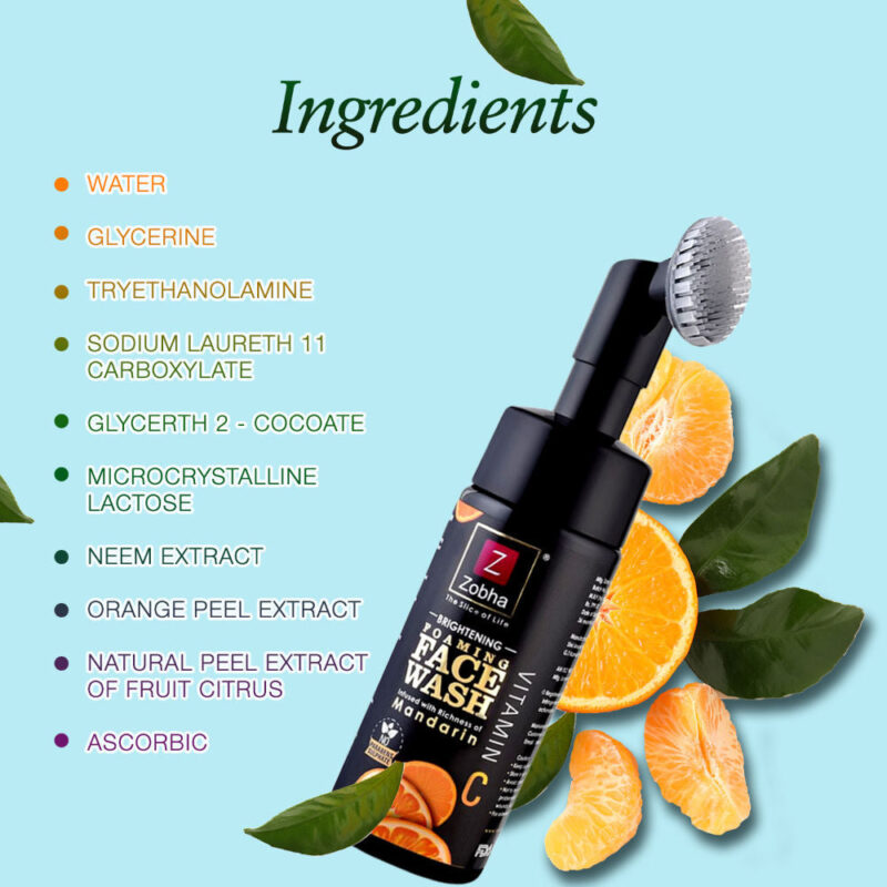 Zobha Vitamin C Foaming Face Wash Infused with Mandarin - 150mL - Image 2