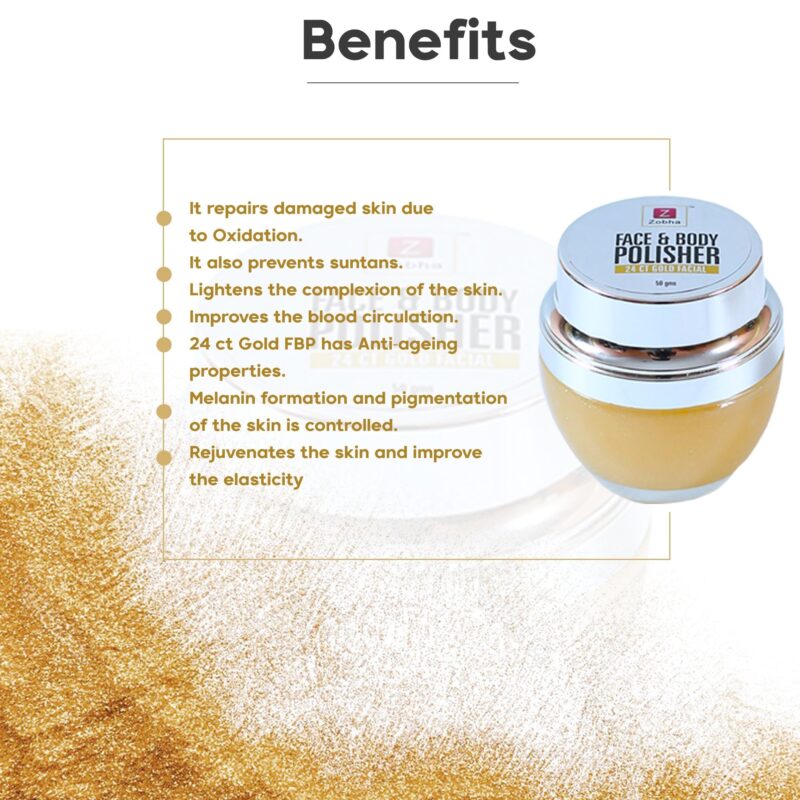Zobha Face & Body Polisher with pure 24ct Gold - 50ml - Image 4